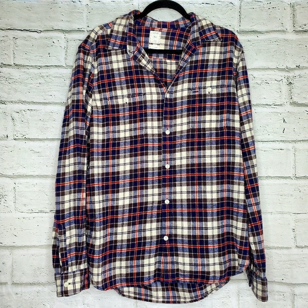 GAP plaid flannel button up long sleeve shacket